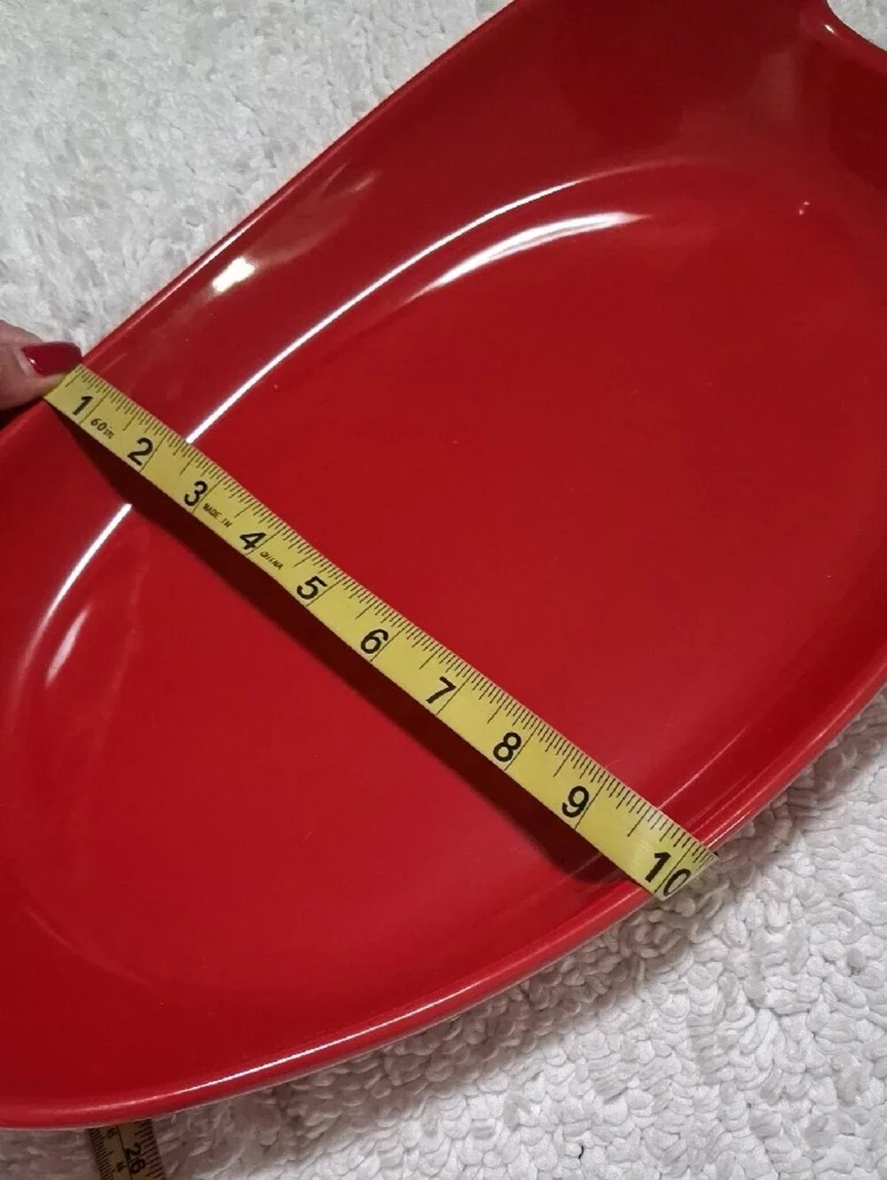 Rachael Ray Red Oval Serving Tray with Integrated Handles